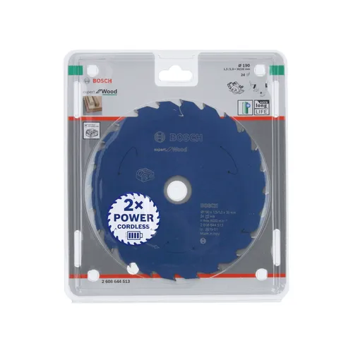 Cirkelsågklinga Expert f. batteridrift, Trä 190/30 mm, 24T