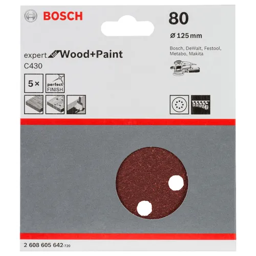 Sliprondell C430 Expert Trä/Färg 125 mm, K80, 5-pack