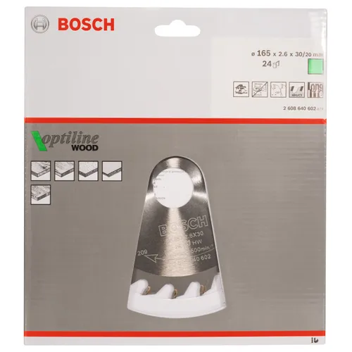Cirkelsågklinga Optiline Trä 165/30 mm, 24T