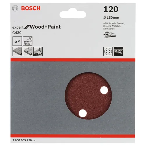 Sliprondell C430 Expert Trä/Färg 150 mm, K120, 5-pack