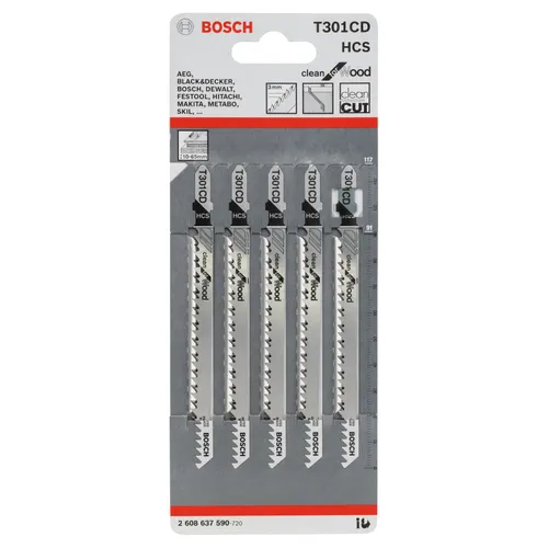 Sticksågsblad T 301 CD Clean Trä 117 mm, 5-pack
