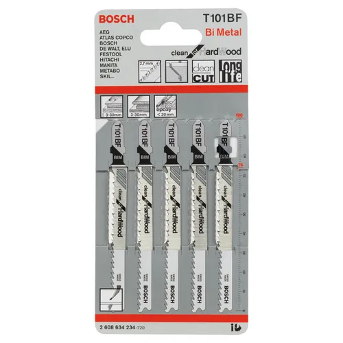 Sticksågsblad T 101 BF Trä 100 mm, 5-pack