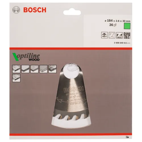 Cirkelsågklinga Optiline Trä 184/30 mm, 36T