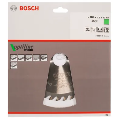 Cirkelsågklinga Optiline Trä 184/30 mm, 36T