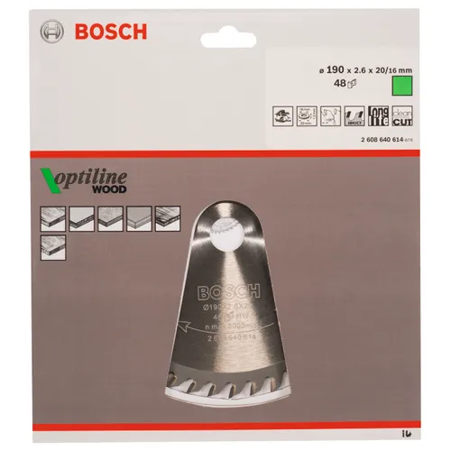 Cirkelsågklinga Optiline Trä 190/20 mm, 48T