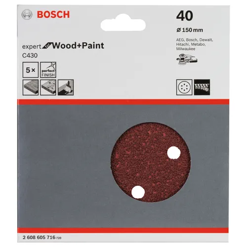 Sliprondell C430 Expert Trä/Färg 150 mm, K40, 5-pack