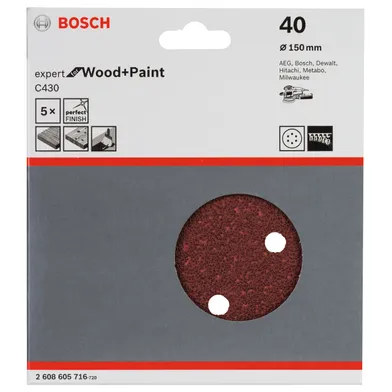 Sliprondell C430 Expert Trä/Färg 150 mm, K40, 5-pack