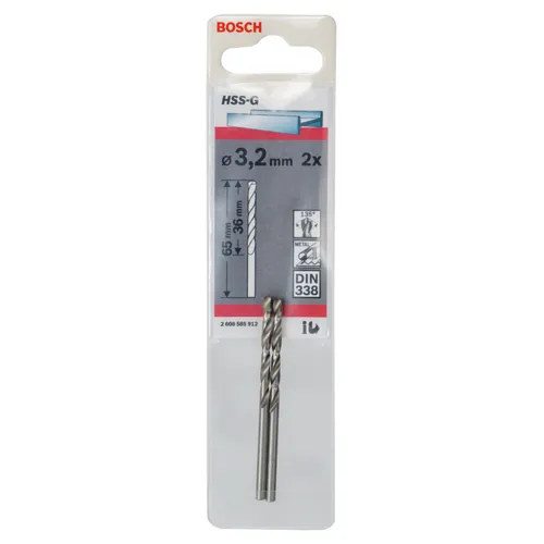 Metallborr HSS-G 3,2x65 mm, 2-pack