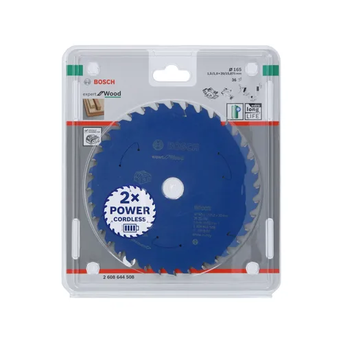 Cirkelsågklinga Expert f. batteridrift, Trä 165/20 mm, 36T