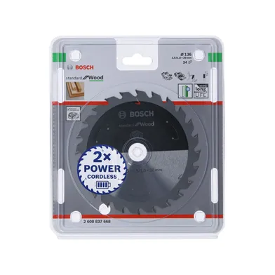 Cirkelsågklinga Standard f. batteridrift, Trä 136/20 mm, 24T
