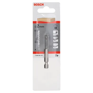 Träspiralborr, 1/4-tum insexskaft 2x24/62 mm, 1-pack