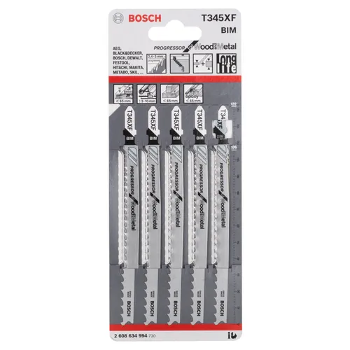 Sticksågsblad T 345 XF Trä/Metall 132 mm, 5-pack