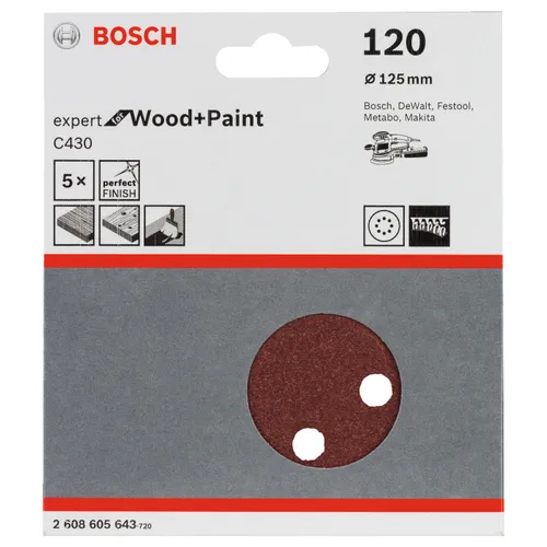 Sliprondell C430 Expert Trä/Färg 125 mm, K120, 5-pack