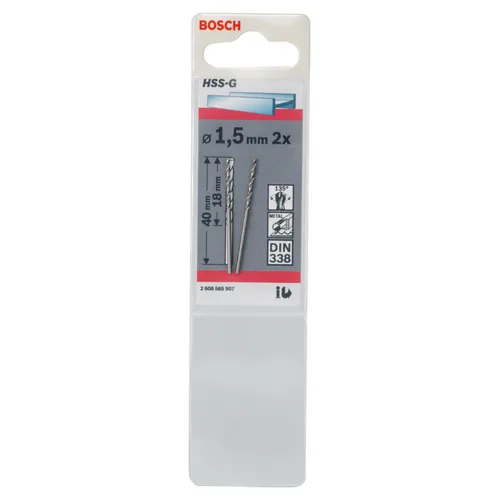 Metallborr HSS-G 1,5x40 mm, 2-pack