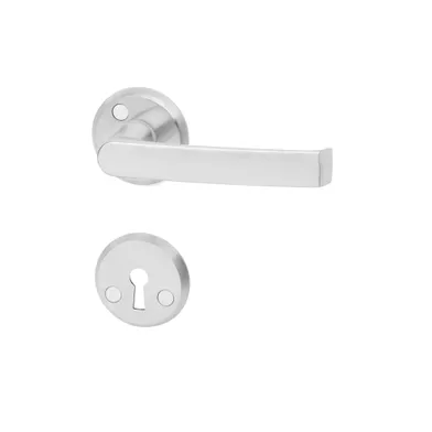 Dörrhandtag A2012 inkl. nyckelskylt Borstad krom