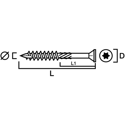 Träskruv försänkt Impreg®+  6,0x120 mm, 250 st/hink