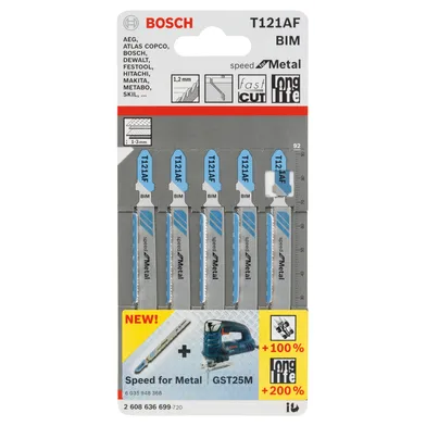 Sticksågblad T 121 AF Metall 92 mm, 5-pack