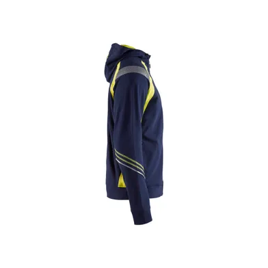 Luvtröja med dragkedja, Marinblå/Varselgul Strl. XL