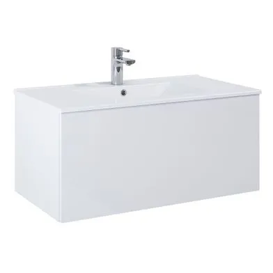 Kommod Ella 90 cm vit högblank med Ariella tvättställ porslin