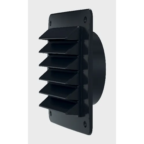 Ytterväggsgaller med stos, 150x150 mm, Svart