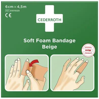 Förband Soft Foam Bandage Beige, 6 cm, 4,5 m