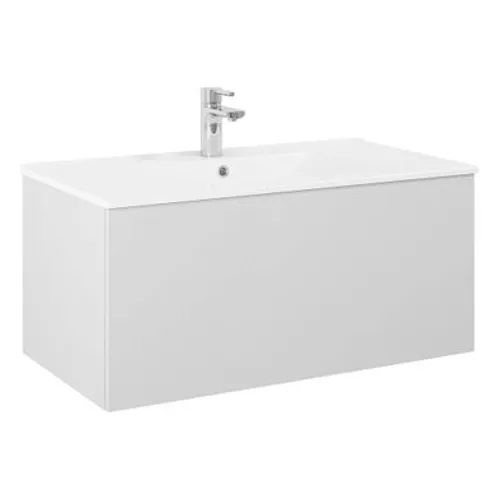 Kommod Ella 90 cm grå matt med Ariella tvättställ porslin