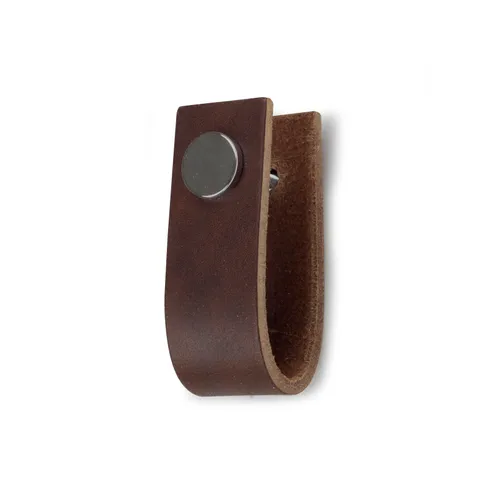 Kökshandtag Svea läder Brun, Krom, 1-pack