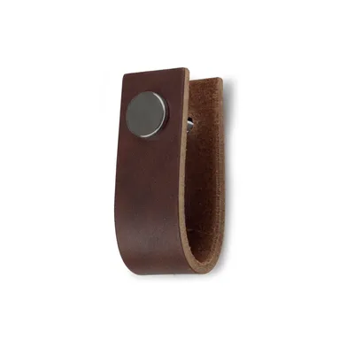 Kökshandtag Svea läder Brun, Krom, 1-pack