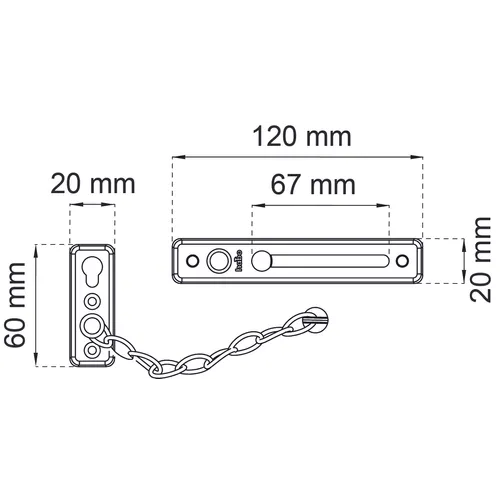 Dörrkedja m. säkerhetsspärr Krom