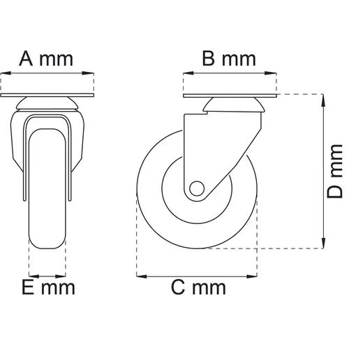 Möbelhjul 50 mm m. platta - Transparent.
