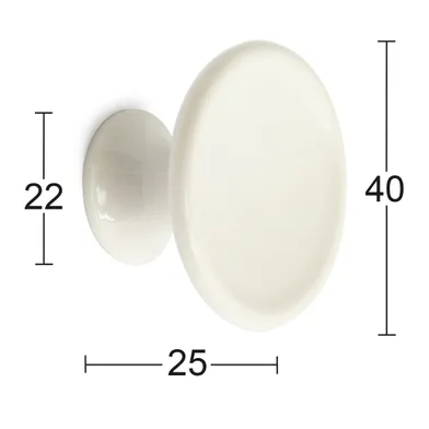 Knopp Aron 40 mm, Vit, 2-pack