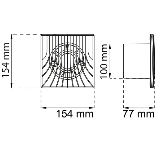 Badrumsfläkt Ventit Classic 154x154 mm, Vit