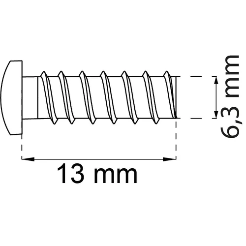 Systemskruv FZB 6,3x13 mm, kullrig skalle, 10-pack