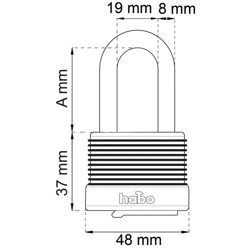 Hänglås 704 Väderskyddat 48x8 mm, CC 22 mm