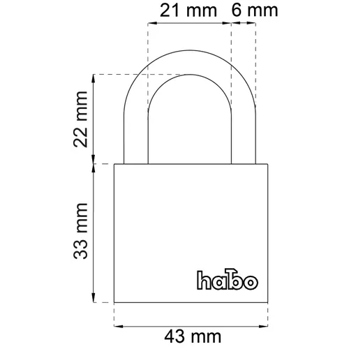Hänglås 703 Alu. 43x6 mm, CC 22 mm, Svart