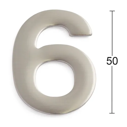 Siffra självhäftande 50 mm Nr 6, Rostfri