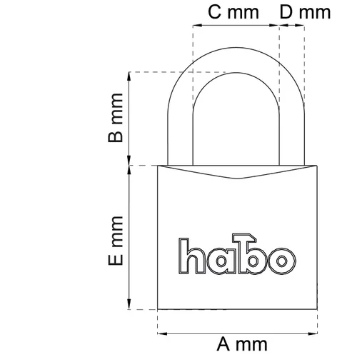 Hänglås 503 Alu. 50x8 mm, CC 30 mm