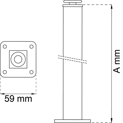 Bordsben 611 25x25x200 mm, Svart
