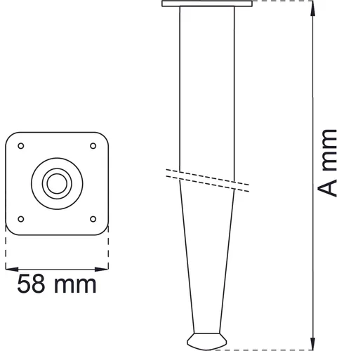 Bordsben 602 koniskt 150x25-13 mm, Matt nickel