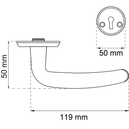 Dörrhandtag Proto inkl. nyckelskylt Borstad aluminium