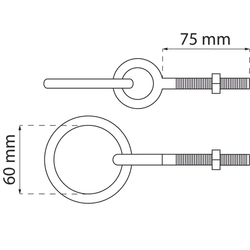Skruvögla m. ring 75 mm, FZB, M10