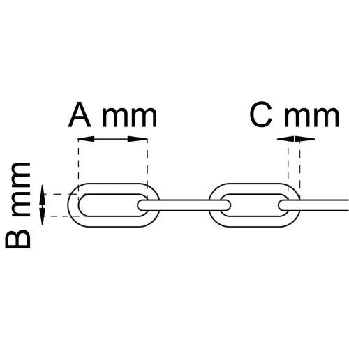 Kätting FZV Ø 8 mm, lång länk
