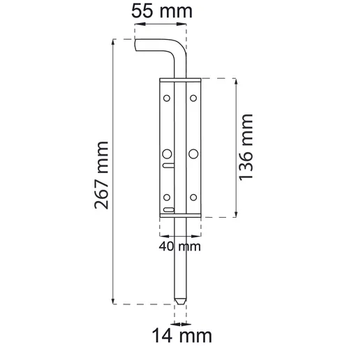 Skjutregel för grind 267 mm, FZB