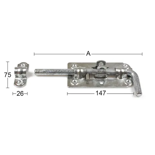 Skjutregel för grind, låsbar 230 mm, FZV