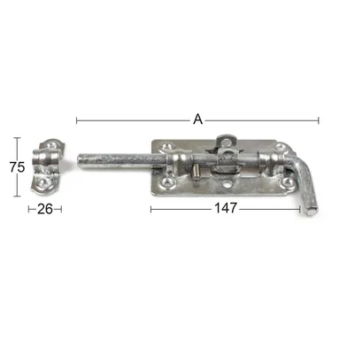 Skjutregel för grind, låsbar 230 mm, FZV