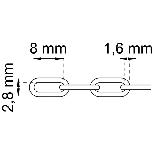 Kätting 700 Ø 1,6 mm, Svart, 2 m