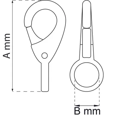 Karbinhake m. fast ögla 55x11 mm, Nickel