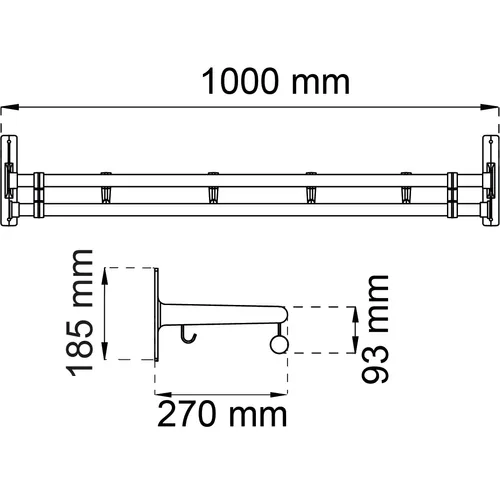 Hatthylla Elegant Plus 1000 mm, Svart/Svart
