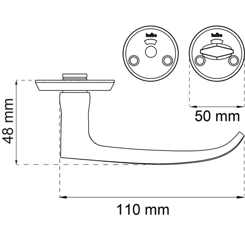 Dörrhandtag A1871 inkl. WC-beslag Borstad krom