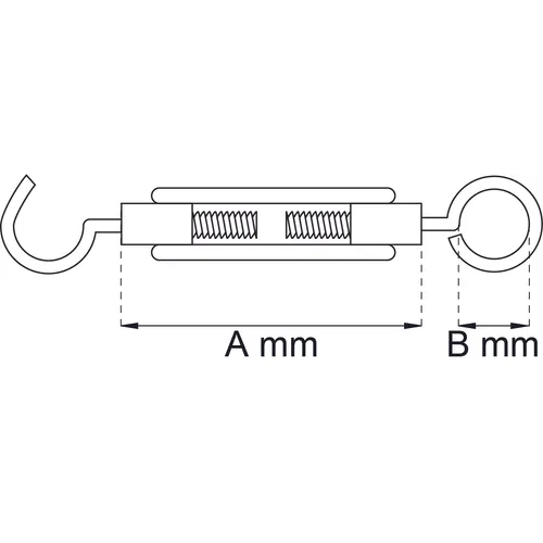 Spännkrok för wire 1020 70 mm, FZB, M8